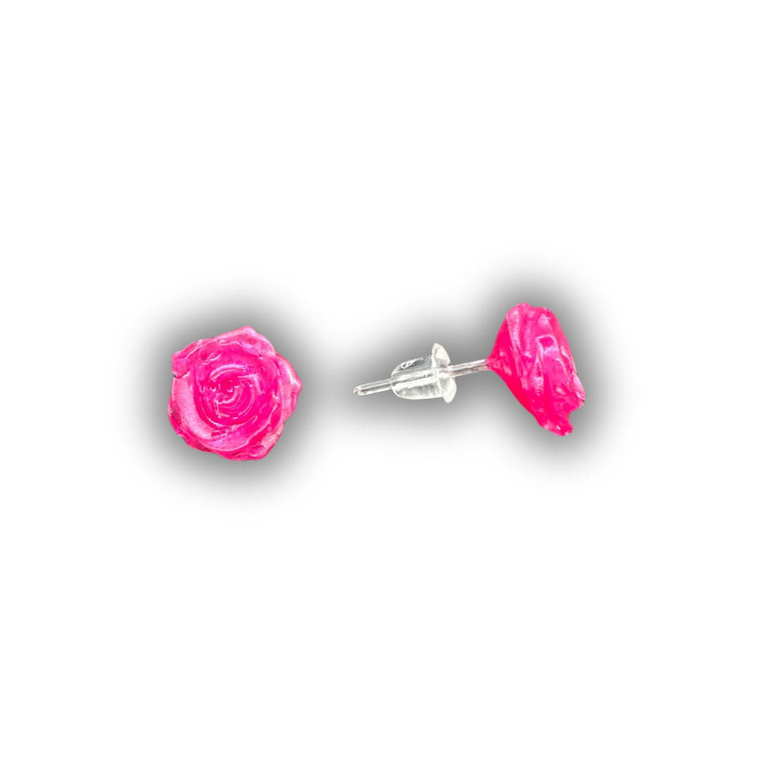 Tiny Rose Stud Earrings | Hypoallergenic Plastic Posts