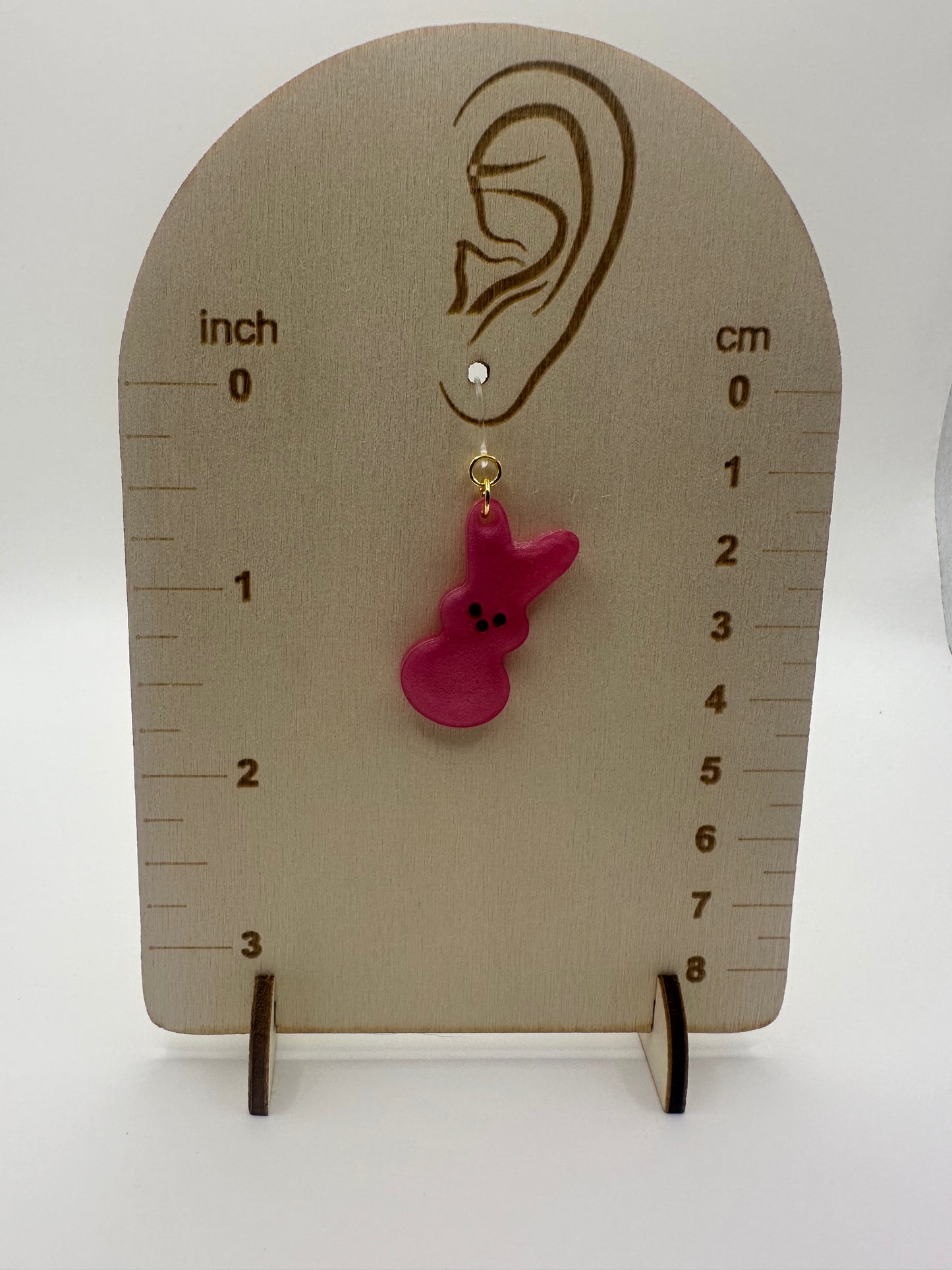 Bunny Resin Dangle Earrings with Hypoallergenic Plastic Hooks for Sensitive Ears size
