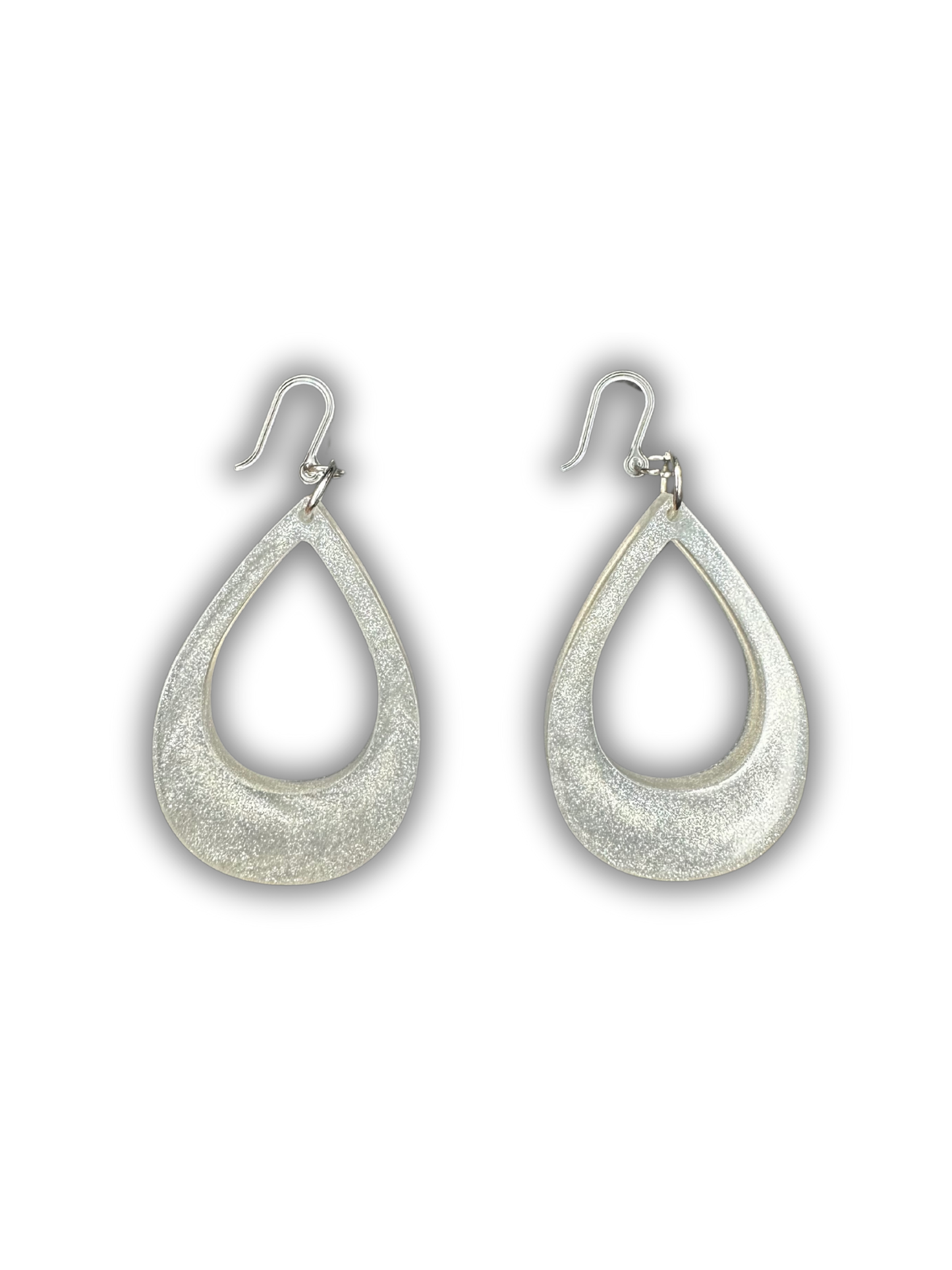 Hollow Teardrop Resin Dangle Earrings with Hypoallergenic Plastic Hooks – For Sensitive Ears silver