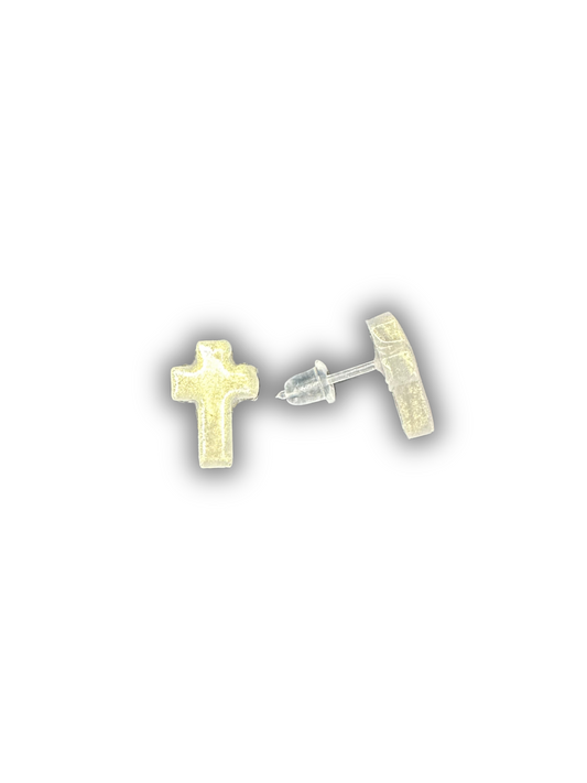 Cross Resin Stud Earrings with Hypoallergenic Plastic Posts – For Sensitive Ears